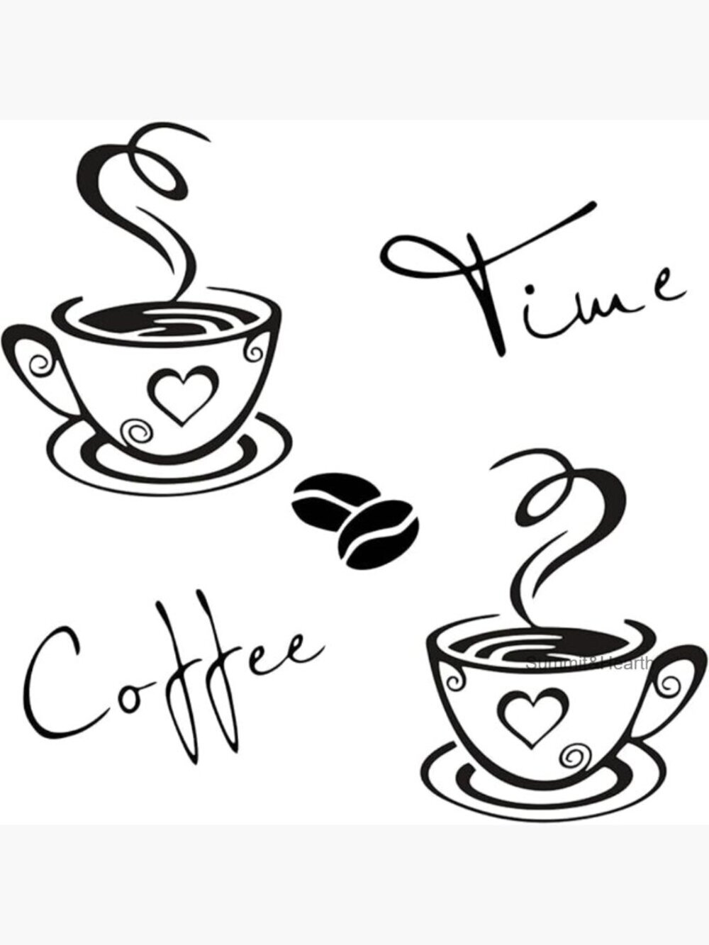 2-Set Coffee Kitchen Wall Decor Stickers, DIY Removable PVC Decals